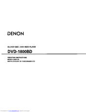 Denon DVD1800BD - Blu-Ray Disc Player Operating Instructions Manual