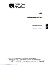 DURKOPP ADLER 868 Instruction Manual