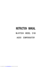 McIntosh C108 - Instruction Manual