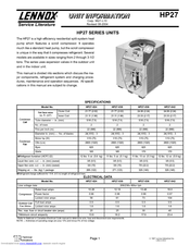 Lennox HP27?036 Unit Information