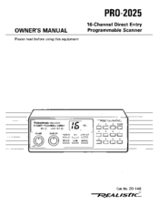 Realistic Pro-2025 Owner's Manual