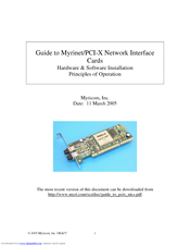 Myricom Myrinet/PCI-X Network Interface Cards Hardware & Software Installation