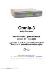 Omnia Omnia-3 Installation And Operation Manual