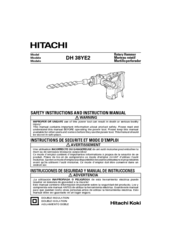 Hitachi DH 38YE2 Safety Instructions And Instruction Manual