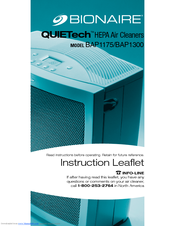 Bionaire QUIETech BAP1300 Instruction Leaflet