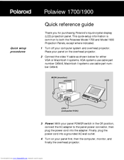 Polaroid Polaview 1700 Quick Reference Manual