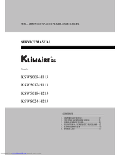 Klimaire KSWS012-H113 Service Manual