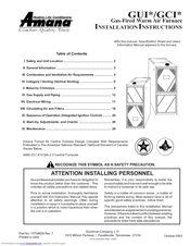 Amana GCI Series Installation Instructions Manual
