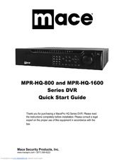 Mace MPR-HQ-800 Series Quick Start Manual