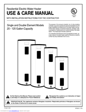 Rheem Double Element Use & Care Manual