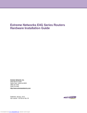 Extreme Networks E4G Series Hardware Installation Manual