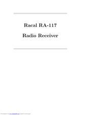 Racal Instruments RA-117 User Manual