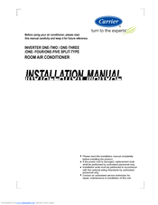 Carrier ROOM AIR CONDITIONER Installation Manual