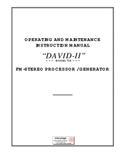 Inovonics DAVID-II 716 Operating And Maintenance Instruction Manual