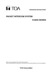 Toa N-8000 SERIES Operating Instructions Manual