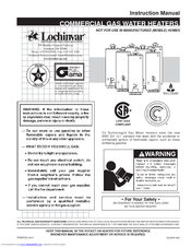 Lochinvar COMMERCIAL GAS WATER HEATERS Instruction Manual