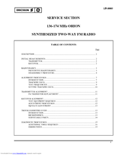Ericsson 136-174 MHz ORION SYNTHESIZED TWO-WAY FM RADIO Service Section