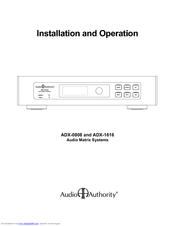 Audio Authority ADX-0808 Installation And Operation Manual
