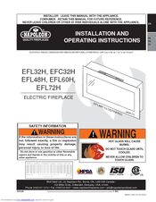 Napoleon EFL72H Installation And Operating Instructions Manual