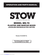 Stow MS-70 Operation And Parts Manual