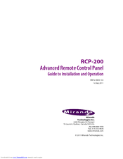 Miranda RCP-200 Manual To Installation And Operation