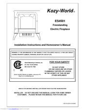 Kozy-World ES4501 Installation Instructions And Homeowner's Manual