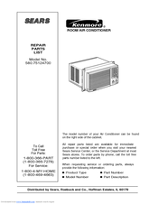 Kenmore 580.75124700 Repair Parts List Manual