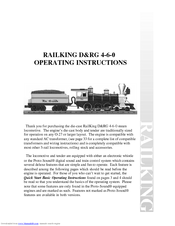 Rail King D&RG 4-6-0 Operating Instructions Manual