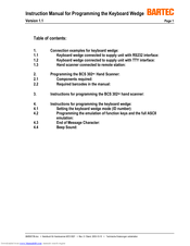 Bartec Keyboard Wedge Instruction Manual