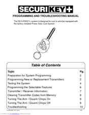 Audiovox SECURIKEY+ Programming And Troubleshooting Manual
