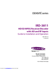 Miranda DENSITE IRD-3811-DVB-S2-CI Manual To Installation And Operation