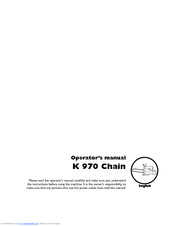 Husqvarna K 970 Chain Operator's Manual