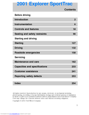 Ford 2001 Explorer SportTrac User Manual