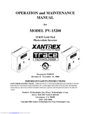 Xantrex PV-15208 Operation And Maintenance Manual