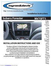 Myron & Davis Subaru Forester NV7SFT1 Installation Instructions Manual