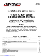 Hastings HR SERIES Installation And Service Manual