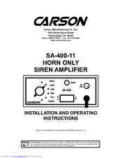 Carson SA-400-11 Installation And Operating Instructions Manual