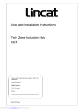 Lincat IH21 User And Installation Instructions Manual