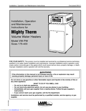 Laars Mighty Therm PW-175 Installation & Operation Manual