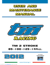 TM RACING 2012 TM 85 MX User And Maintenance Manual