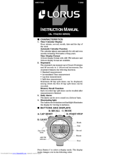 Lorus NREY704E Instruction Manual