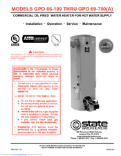 State Water Heaters GPO 86-245 Installation &  Operation Instruction