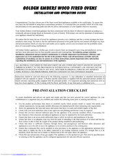 Golden Embers Wood Fired Ovens Installation And Operating Manual