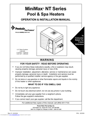 Pentair Pool Products HTR-250-NT Series Operation & Installation Manual