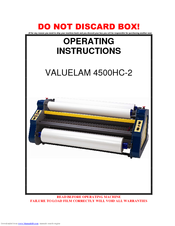 VALUELAM 4500HC-2 Operating Instructions Manual