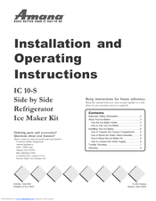 Amana IC 10-S Installation And Operating Instructions Manual