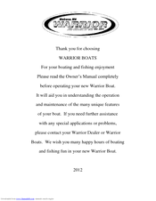 WARRIOR BOATS Side Console User Manual