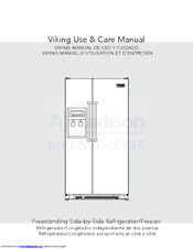 Viking Freestanding Side-by-Side Refrigerator Use & Care Manual