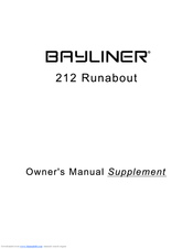 Bayliner 212 Runabout Owner's Manual Supplement