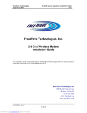 FreeWave 2.4 GHz Wireless Modem Installation Manual